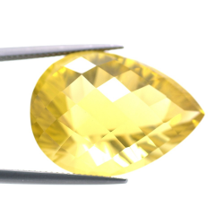 43.57ct Citrino Goccia Concavo Scacchiera