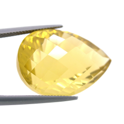 43.57ct Citrino Goccia Concavo Scacchiera