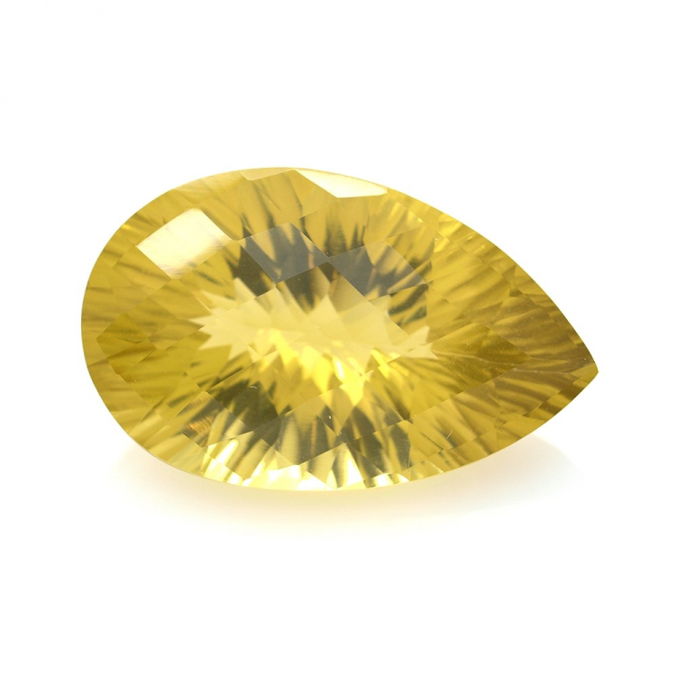 38.04ct Citrino Goccia Concavo Scacchiera