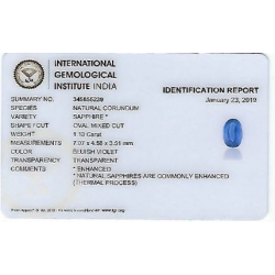 1.13ct Saphir Bleu coupe ovale 7.0x4.5mm