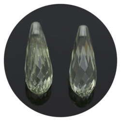 13,68 ct Prasiolith-Set im Briolette-Schliff, 17,50 x 8,30 mm