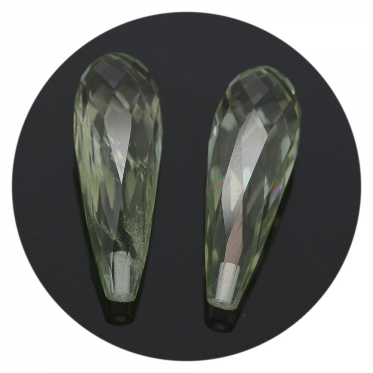 13,68 ct Prasiolith-Set im Briolette-Schliff, 17,50 x 8,30 mm