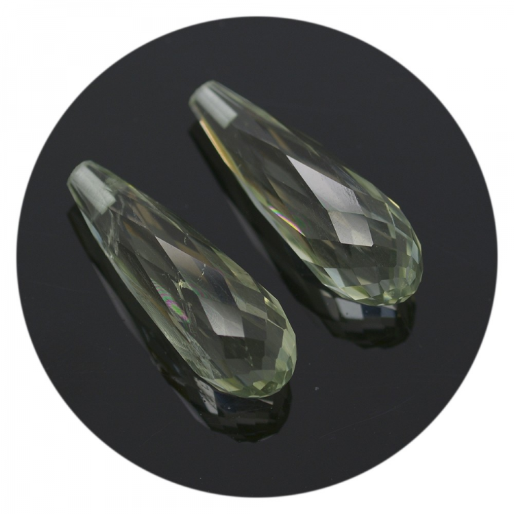 13.13ct Prasiolite Set Briolette Cut 16.13x8.42mm